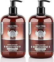 ISNER MILE Beard Wash & Conditioner Set - 17oz Biotin, Argan & Jojoba Oils, Sandalwood Scent — image 1