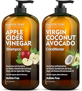 Majestic Pure Apple Cider Vinegar Shampoo & Avocado Coconut Conditioner Set, 16oz each Review
