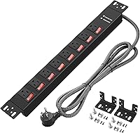 Jgstkcity Rack Mount Power Strip 8 Outlet PDU with Individual Switches — image 1