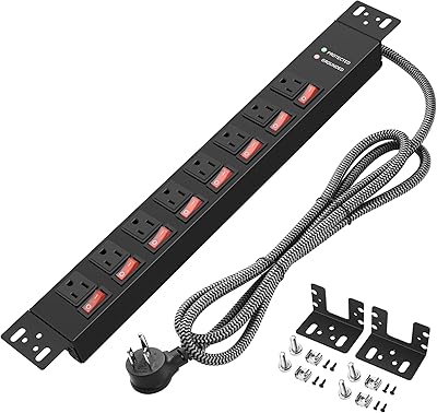 Jgstkcity Rack Mount Power Strip 8 Outlet PDU with Individual Switches
