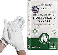 Cottonnerie Organic Cotton Gloves for Dry Hands Sleeping, Medium, 4 Pairs — image 1