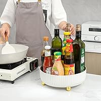 Anyoifax 360 Degree Rotating Makeup Organizer Tray, Large Ivory White — image 5