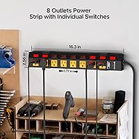CRST 8 Outlet Heavy Duty Power Strip with Individual Switches — image 2
