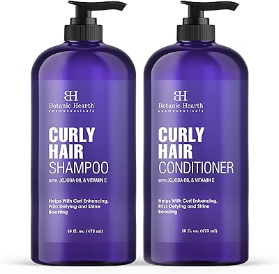 Botanic Hearth Curly Hair Shampoo and Conditioner Set, 16 Fl Oz x 2