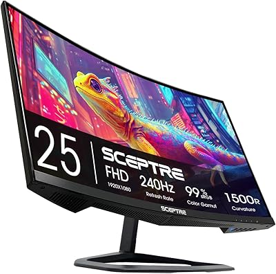 Sceptre C255B-FWT240 25-inch Curved Gaming Monitor 240Hz