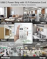 Beeiker 15 Ft USB Surge Protector Power Strip — image 5