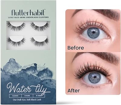FlutterHabit Water Lily Lash Clusters for Women, 6 Sets