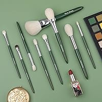 EVRCHGIEA Natural Goat Hair Makeup Brush Set, 9 Pieces - Green — image 4
