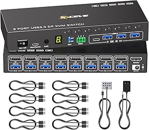 MLEEDA 8-Port DisplayPort KVM Switch