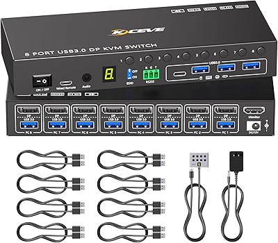 MLEEDA 8-Port DisplayPort KVM Switch