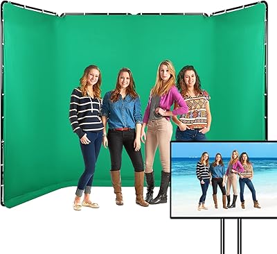 GSKAIWEN 7.87ft x 13.12ft Green Screen Backdrop with Stand