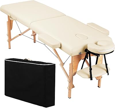 Topeakmart Portable Massage Table, Cream