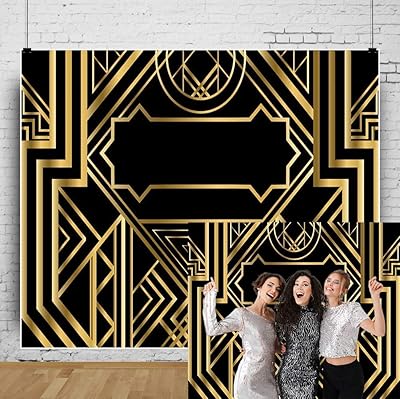 Laeacco Golden Geometric Vintage Art Deco Photography Background 10x8ft