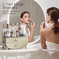 LAMU Makeup Organizer with 2 Drawers, White — image 2