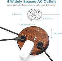 TOPREK Power Strip with USB, 6 Outlets, 20W USB-C Fast Charging — image 4