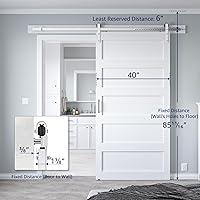 COSHOMER 40in x 84in White Sliding Barn Door with Brushed Nickel Hardware Kit — image 2