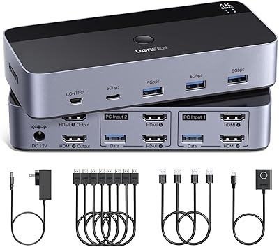 UGREEN HDMI KVM Switch 2 Monitors 2 Computers 4K@60Hz