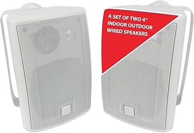 Dual Electronics LU43PW 4″ 3-Way Outdoor Indoor Wired Speakers