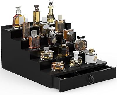 upcessory Cologne Organizer for Men, 5 Tier Black Shelf