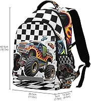 ALAZA Monster Truck Car Buffalo Plaid Check Backpack — image 3
