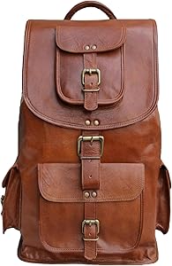 Jaald 16″ Genuine Leather Retro Rucksack Backpack Review