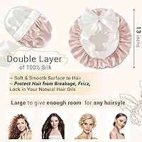 LaCourse 100% Mulberry Silk Bonnet - Pink + Ivory — image 5