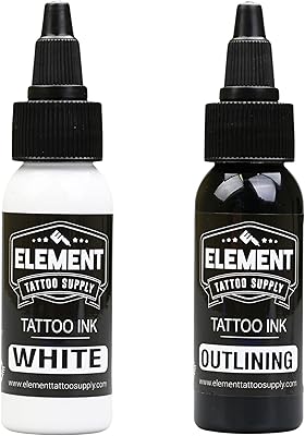Element Tattoo Supply Black & White Tattoo Ink Set 1oz