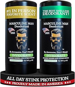 Masculine Man Aluminum Free Deodorant for Men - Invigorate (2-Pack, 6.4oz) Review
