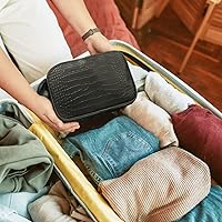 Dot&Dot Leather Toiletry Bag for Men Women - Black Croc, Large — image 7