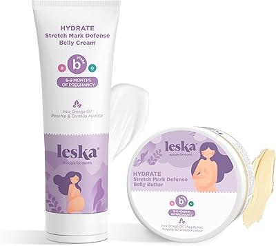 Leska Maternity Cream 2-Pack Stretch Mark Defense Belly Cream & Butter