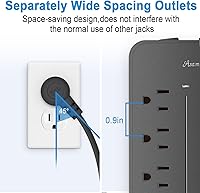 Asamoom 15FT Surge Protector Power Strip with USB-C — image 3