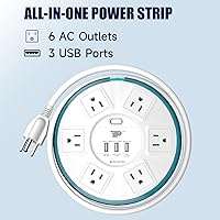 Topine Surge Protector Power Strip with 6 Outlets and 3 USB Ports — image 2