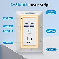 POWSAF 5 Outlet Surge Protector with 4 USB Ports — image 3