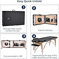 Masajeo Portable Massage Table, 3-Section, Black — image 6
