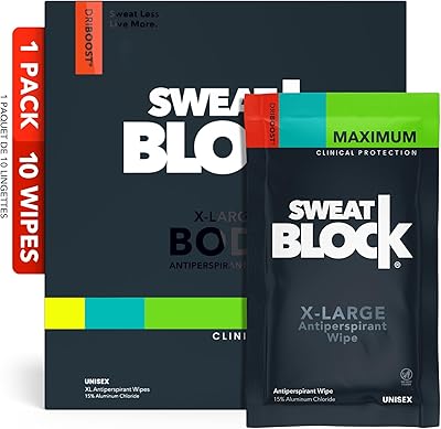 SweatBlock Clinical Strength XL Antiperspirant Body Wipes 10 Pack