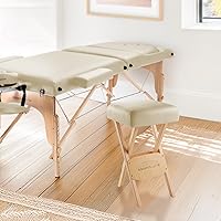 Saloniture Wood Folding Massage Stool, Cream — image 2