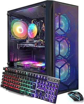 STGAubron Gaming PC Desktop, Intel Core i7 8th Gen, Radeon RX 580 8GB, 16GB RAM, 1TB SSD