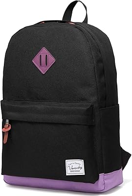 VASCHY Classic Water-resistant Lightweight Travel School Backpack