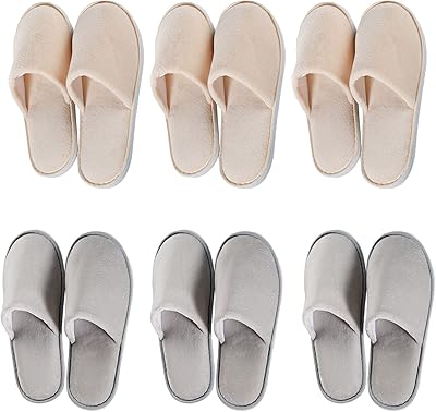Spa Slippers 6-10 Pairs Non-Slip Disposable Slippers for Guests