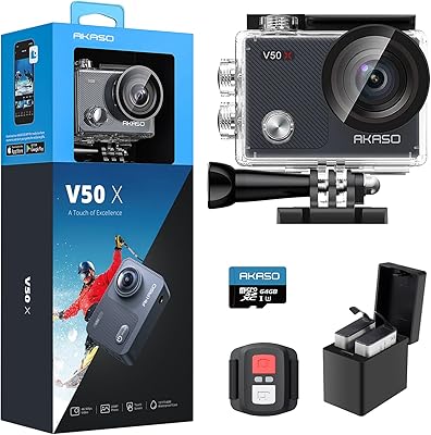 AKASO V50X 4K Action Camera with EIS and 64GB MicroSD Card