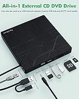 PeroBuno External CD DVD Drive with Ethernet Adapter and USB Hub — image 3