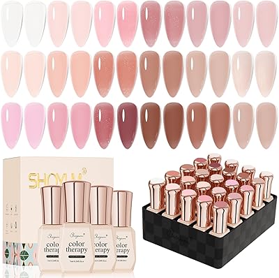 SHOYUM 24 Pcs Jelly Nude Gel Nail Polish Set