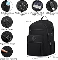 ZUBOND Unisex Black Backpack with USB Port, 15.6-Inch Laptop Compartment, 30L — image 2