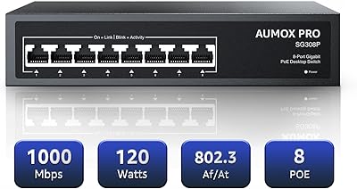 AUMOX PRO SG308P 8-Port PoE Gigabit Switch 120W