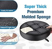 HMTOT Round Rolling Stool with PU Leather Seat, Height Adjustable, Swivel, Black — image 7