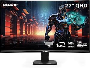 GIGABYTE GS27QC 27″ 165Hz 1440P Curved Gaming Monitor