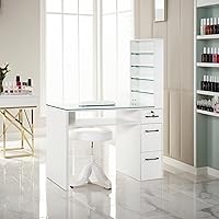 BarberPub Manicure Table with Drawers, White, 456019 inch — image 2