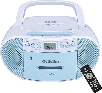 Gelielim Boombox CD and Cassette Player Combo 9224-Blue