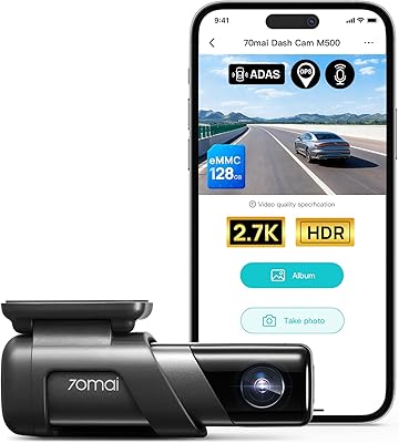 70mai Dash Cam M500 2.7K Front Camera with GPS & 128GB eMMC