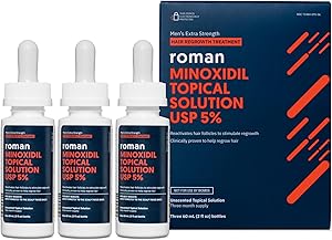 Roman Men's 5% Minoxidil Hair Regrowth Solution, Unscented, 3-Month Supply Review